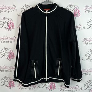 Blast sweater zip up Black Jacket vintage long sleeve top shirt Red white Trim